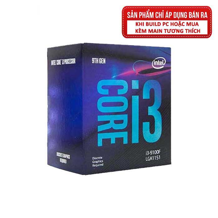 CPU Intel Core i3 9100F (7W) (4.20GHz, 6M, 4 Cores 4 Threads) Box Chính Hãng (Không GPU)